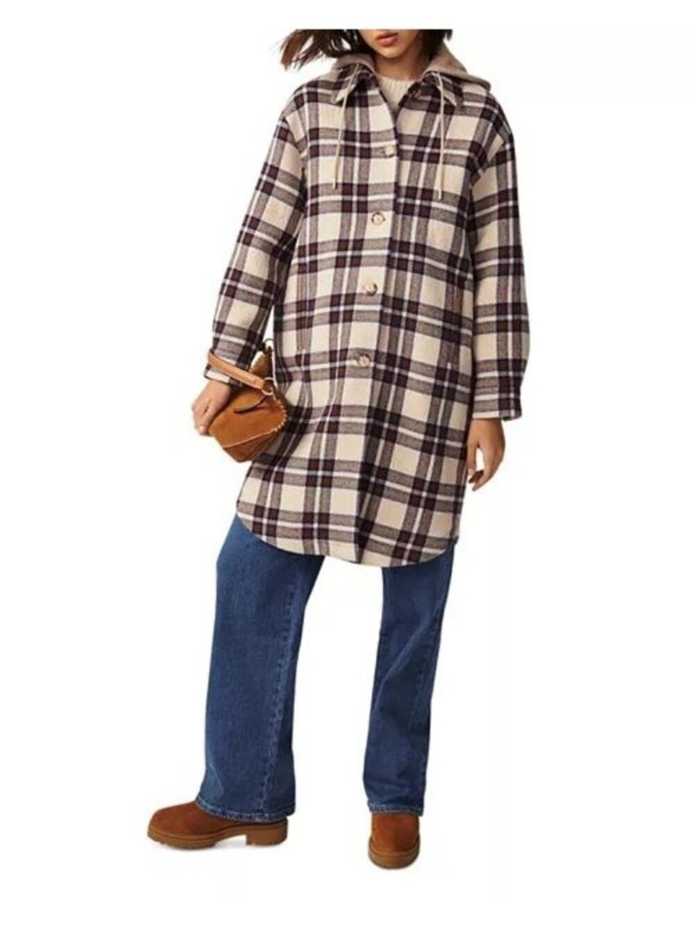 BA&SH women's prago check plaid oversized silhouette hooded coat size M ($688)